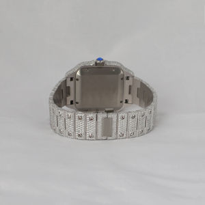 Montre pour homme de style antique, haute qualité, quartz personnalisé, cadran numérique, luxe, diamant moissanite, style hip hop, bling, glacé, rose - Product Image 4