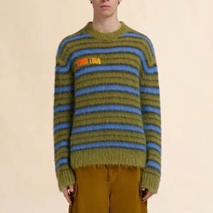 Pulls en mohair pour hommes de qualité supérieure avec logo brodé personnalisé, style hip-hop, pull en maille à col rond, chaud et ample - Product Image 6