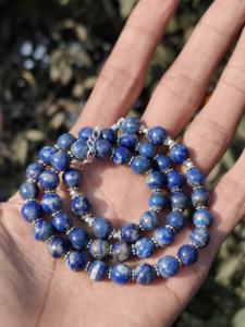 สร้อยคอหินลาพิส ลาซูลี ชุบเงินแท้ ทรงกลม ประดับด้วยพลอยธรรมชาติ คลาสสิก ยาว 17 นิ้ว - Product Image 4