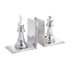 Juego de 2 sujetalibros de piña con acabado dorado de lujo para la decoración elegante de la oficina en casa y la estantería, hechos a mano de La India - Product Image 1