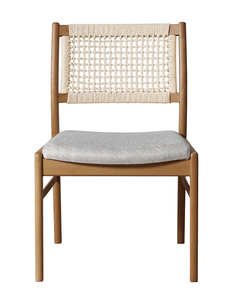 Modern <b>teak</b> Wood dining <b>Chair</b> with woven Rope Backrest and Upholstered Seat OEM/ODM Custom Manufacturer for project and retail - Product Image 4