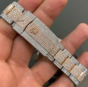 Montre de luxe à deux tons sertie de moissanite avec cadran à chiffres romains, style hip-hop, montre-bracelet en diamant - Product Image 2