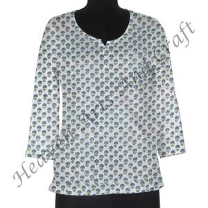 Bloque de mano Kurti Vestido corto Casual Impreso Diseñador Vestido Bloque de mano Impreso Algodón Kurti Vestido Étnico Casual Wear Indio - Product Image 1
