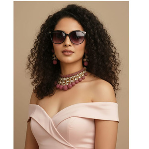 MILANO GEMS & JEWELLERY, Colgante Kundan Meena con Diamantes Polki, Chapado en Oro de 9K, Joyería Clásica para Fiestas, para Mujeres, Hindú, Religioso - Product Image 1