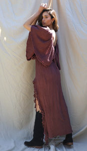 Vestido Maxi bohemio personalizado para mujer, estampado floral, informal, cuello redondo, manga larga, elegante, cintura alta, tejido liso teñido - Product Image 2