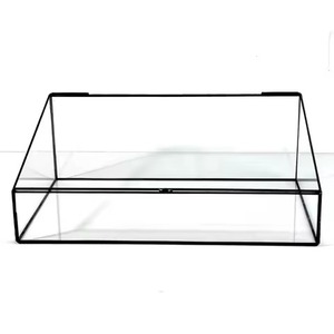 Boîte de rangement en verre transparent avec cadre en laiton noir finition, grande boîte en verre pour organiser les bijoux, présentoir unique - Product Image 1