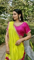 Boutique indienne Bollywood dernière couleur jaune exclusive Sari fantaisie fête porter Saree superbe Look à la mode Saree Blouse femmes