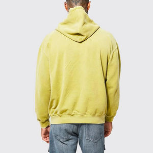Sudadera Unisex de Invierno con Bordado, Lavado Ácido, Color Amarillo, Felpa, Corte Holgado, Hombros Caídos, Estilo Casual Urbano - Product Image 4