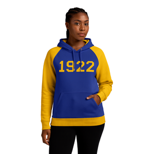 Année de fondation 1922 Sigma Gamma Rho Blue Body Gold Raglan Sleeves Pullover Hoodie SGRho Sorority Apparel Divine Nine HBCU - Product Image 1