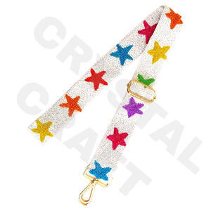 Multi Star Adjustable Seed Bead Bag Straps Fashion <b>Accessories</b> with Custom Shape and Design Beaded Purse Strap - Product Image 1