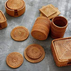 Vente en gros de sous-verres ronds tissés en rotin naturel de haute qualité avec support de sous-verre résistant à la chaleur sous-verres en rotin en osier de meilleure qualité - Product Image 2