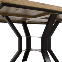 Table à manger moderne en bois de manguier et métal, design antique, durable et écologique, pour salon et hôtel