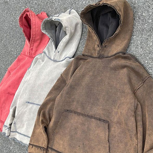 Sweat à capuche vintage pour hommes sweats à capuche en coton surdimensionné haute qualité impression bouffante personnalisée sweats à capuche en éponge française pour hommes - Product Image 4