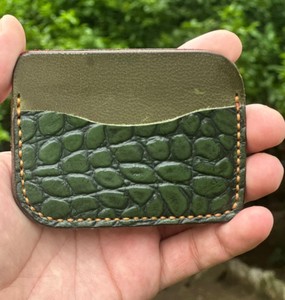 <b>Slim</b> Minimalist Genuine Crocodile Pattern Leather <b>Wallet</b> Custom <b>Card</b> Holder for Credit <b>Cards</b> - Product Image 1