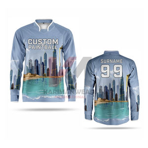 Camiseta de tela de secado rápido transpirable y duradera con estampado personalizado, ropa de equipo para deportes al aire libre, jugadores de Paintball, totalmente sublimada, personalizada - Product Image 1