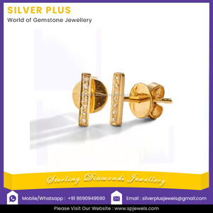 Clous de barre en diamant naturel, disponible en or jaune, 14k, Rose/jaune/blanc, livraison gratuite - Product Image 2