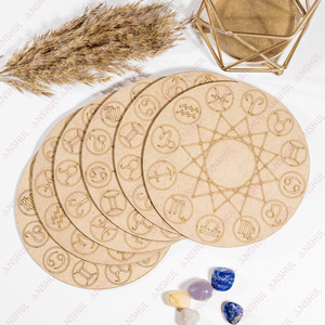 Premium Quality 6" <b>Wooden</b> Zodiac Crystal Grid Board Natural Healing Boards for Gifts Astrology Meditation At Best Rate - Product Image 3