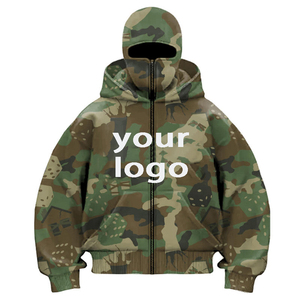 2025 conception personnalisée hommes masque complet sweats à capuche Double capuche épais chaud poids lourd fermeture éclair cagoule à capuche fermeture éclair à capuche - Product Image 5