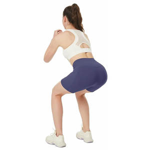 Pantalones cortos de Yoga de secado rápido de cintura alta de marca personalizada para mujeres Patrón sólido para Fitness Pilates-Servicio OEM/ODM disponible - Product Image 2