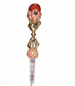 Tibetan Healing <b>Stick</b> With Crystal Quartz <b>Ball</b> And Vajra Metal Healing wands from Agate Guru Exports - Product Image 1