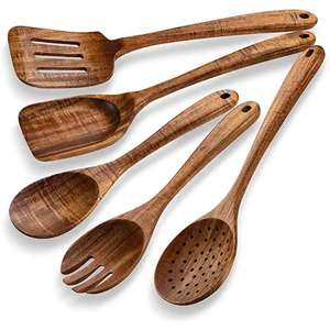 Cucharas de madera para cocinar Juego de utensilios de cocina de madera Material de madera natural Espátula y utensilios de cocina Herramientas DE LA India - Product Image 1