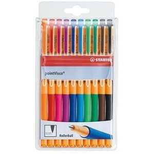 STABILO PointVisco 0.5mm Gel Ink Rollerball <b>Pens</b> Assorted <b>Colors</b> 10pcs/pack - Product Image 1