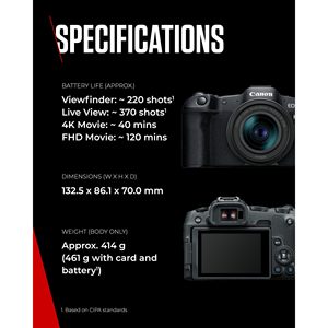 R8 Full-Frame Mirrorless Digital <b>Camera</b> 24.2MP Dual Pixel CMOS AF II 4K 60p 40 FPS Continuous RF 24-50mm F4.5-6.3 IS STM Lens SD - Product Image 5