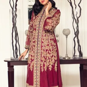 NEW-TRENDY & BEAUTIFUL INDIAN/PAKISTANI HEAVY EMBROIDERY ON LONG KURTA & PANT DRESS FOR Party-wear-dress for Party/Wedding=2023