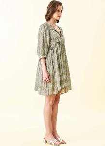 Main indienne bloc coton robe courte femme élégant imprimé fleuri fille cadeau d'anniversaire robe été porter cadeau personnalisé pour elle - Product Image 2