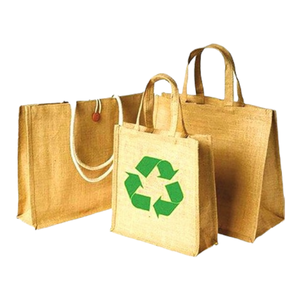 Bolsas de compras de yute personalizables de alta calidad Patrón de tela de origen indio crudo pequeño y esquema de color - Product Image 5