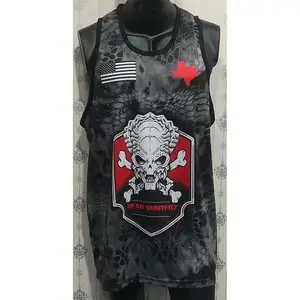 Tank Top cetakan sublimasi jala pria kustom Singlet pria modis untuk grosir