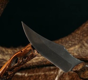 El mejor cuchillo de caza y pan recubierto de polvo negro hecho a mano con mango de madera, cuchillos de cocina, regalo para papá y hermano - Product Image 3