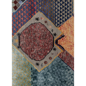 Tapis Manchaha noués à la main en laine et soie de bambou, design patchwork gris et noir pour salon, couloir, épaisseur 10 mm - Les-2822 - Product Image 3