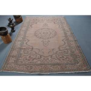 Vintage Beige Turkish <b>Rug</b> 6x8ft Handmade Wool <b>Boho</b> Style Patchwork Latex Rectangle Hallway for Bedside 6x8 Vintage Bedside <b>Rug</b> - Product Image 1