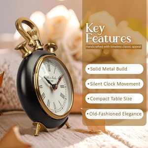 4 inch Đồng hồ quay số ticking đen vàng bảng đồng hồ với đứng cho bàn và kệ mộc mạc trang trại phong cách <span class=keywords><strong>mantel</strong></span> timepiece - Product Image 4