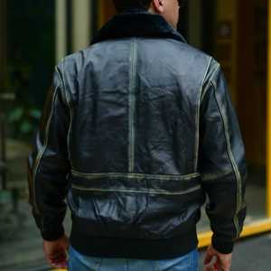 Chaqueta de cuero transpirable 100% para hombre, estilo cómodo con cuello levantado y cremallera, ropa de invierno informal con logotipo frontal - Product Image 4