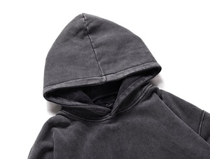 Sweat à capuche noir lavé à l'acide personnalisé de haute qualité pour hommes Style pull uni coton doux Streetwear Vintage Look lavé sweats à capuche vente - Product Image 2