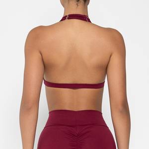 Soutien-gorge de sport sans couture à bretelles croisées, maintien élevé, dos nu, col en V, pour femme, yoga, gym, entraînement, séchage rapide, grande taille, course à pied, devant - Product Image 5