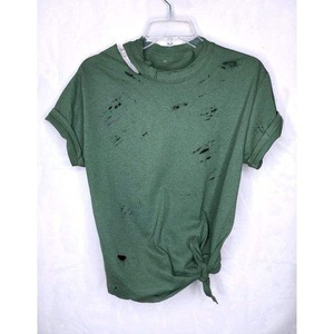 High Quality Crop <b>Top</b> <b>Distressed</b> T Shirt Unisex Oversize Custom Print Ripped Off Loose Fit Longline Casual Wear Shirts - Product Image 1