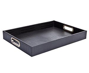 Bandeja de servicio de cuero contemporánea para estante multiusos con lados lisos y apariencia de gama alta para uso multiusos - Product Image 2