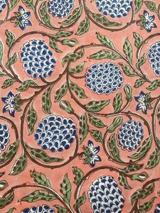 ใหม่ปลาแซลมอนสีเขียวสีชมพู Sage สีเขียว Delft สีฟ้าอินเดียดอกไม้มือบล็อกพิมพ์ผ้าฝ้าย 100% ผ้าตามลานผ้าม่านหมอน - Product Image 2