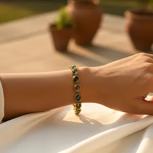 สร้อยข้อมือลูกปัดแบบทัวมาลีนสำหรับผู้หญิงสร้อยข้อมือหรูหราจากราชสถาน - Product Image 1