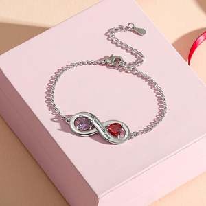 Jeulia <b>Infinity</b> Heart Fine Charm <b>Bracelet</b> Engraved Sterling Silver Custom Design - Product Image 4