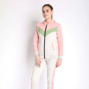 Ensemble de survêtement pour femmes personnalisé en gros, couleur contrastée, sweat à capuche zippé et jogging, vêtements de sport tendance pour l'hiver, pour la salle de sport et le yoga, vêtements décontractés - Product Image 2
