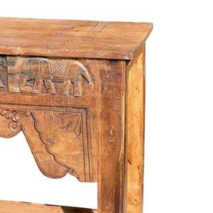 Mesa Consola Tallada a Mano en Madera, Estilo Rústico Contemporáneo, Convertible con Espejo, para Entrada, Villa, Sala de Estar, Decoración de Hotel - Product Image 6