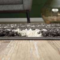 Moroccan Handmade Dark Grey Shaggy Rug 540-Fluffy Loop Pile Living Room Carpet Abstract Rectangle Hallway Decor