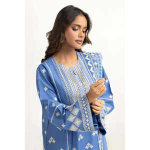 IUSTKSD-2053 Ensemble décontracté 3 pièces brodé en tissu lawn avec col mandarin, respirant, style boutique, taille unique pour événements diurnes - Product Image 6