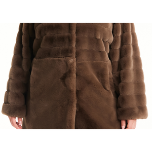 Jones New York Women's <b>Plus</b> <b>Size</b> Black <b>Faux</b>-Mink <b>Fur</b> <b>Coat</b> Winter Double-Breasted Parka Hooded Collar Casual Long Length Style - Product Image 3