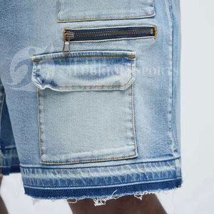 Front Zipper Pockets Breathable Light Wash Summer Street Wear Denim Shorts Men Custom Color High Quality Cargo Style <b>Hip</b> Hop Mid - Product Image 6