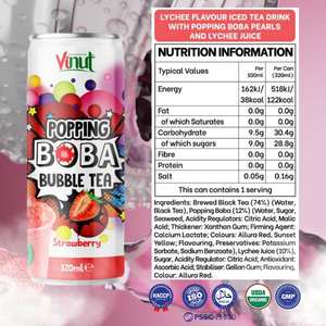 Boisson au thé à bulles VINUT à la fraise, 320 ml, 24 bouteilles par carton, faible teneur en sucre - Marque privée, échantillon gratuit, OEM/ODM - Product Image 2